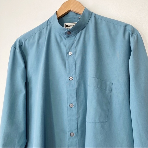 Bruttini Mandarin Collar Button Down Dress Shirt Size L - Picture 2 of 10
